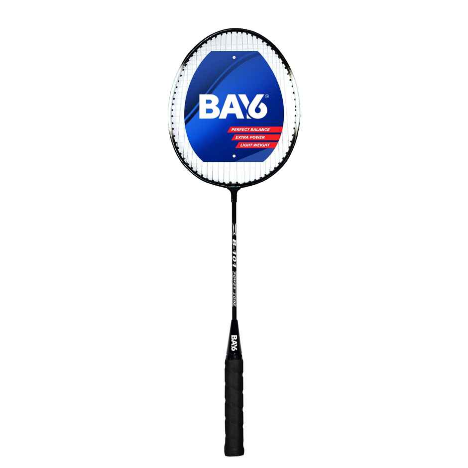 BAY6 B-101 Badminton Kit 2 Rackets, 1 Full Cover& 1 Box Feather Shuttlecocks Pack of 3 | Black
