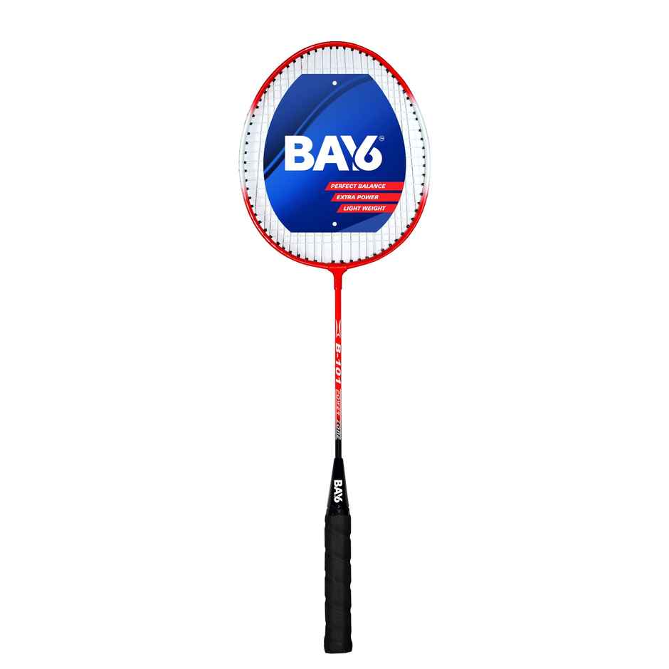 BAY6 B-101 Badminton Kit | 2 Rackets with Full Cover | 1 Box Feather Shuttlecock Pack of 3 | Red