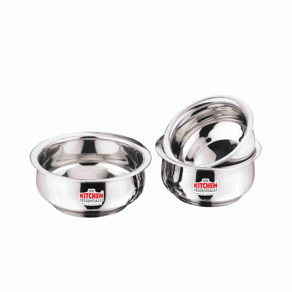 Kitchen Essentials Flat Bottom 3 Pcs Handi Set Size (9"To11")
