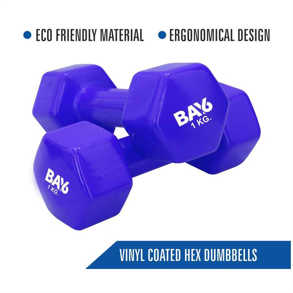 BAY6 Vinyl Dumbbell Set (1 kg X 2) | Blue