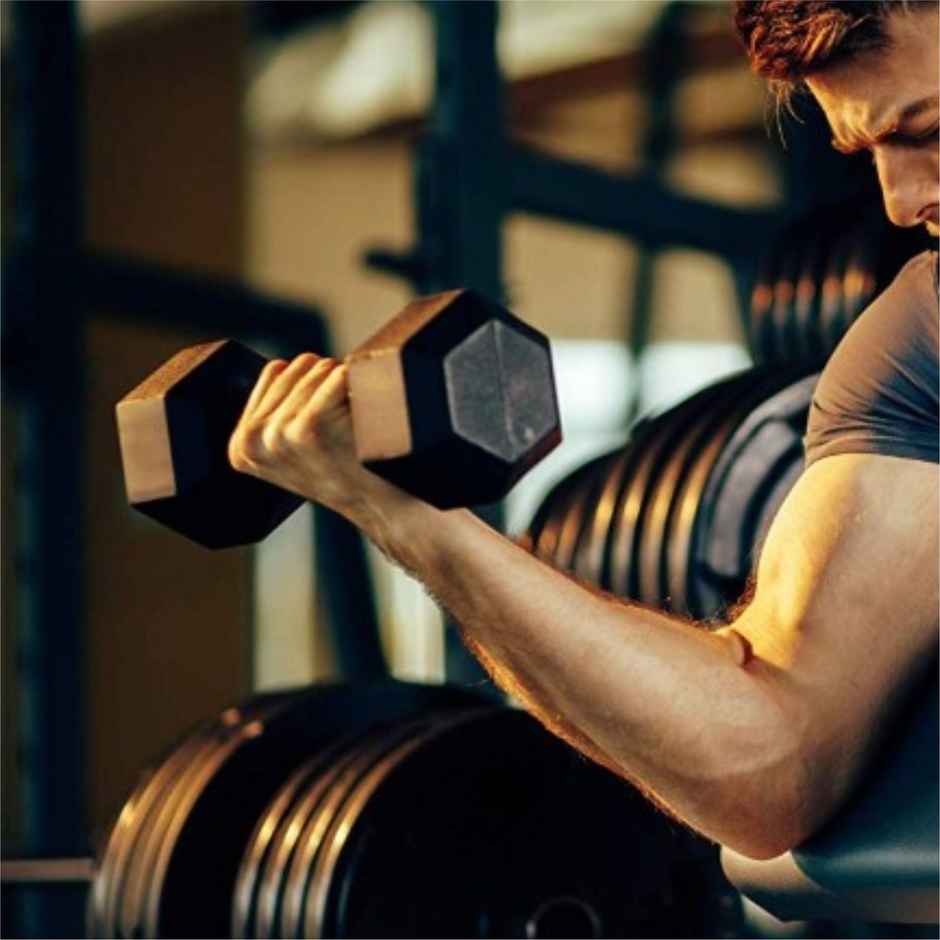 BAY6 Hex Rubber Coated Dumbbell (5 kg X 1) | Black