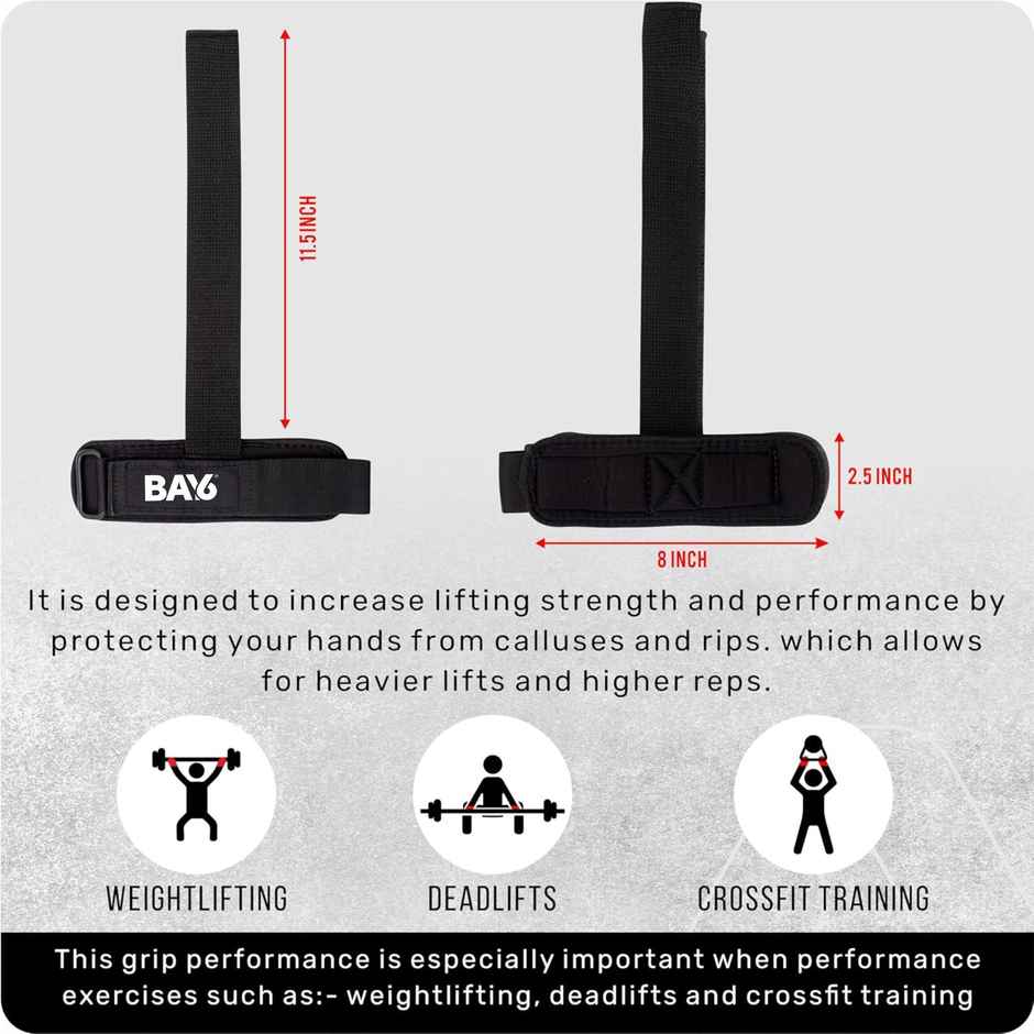 BAY6 ULTIMATE Power Weight Lifting Bar Straps with Wrist Support | Gym Workout | Bodybuilding