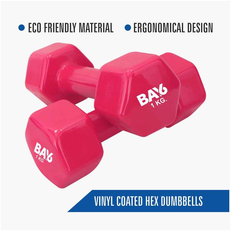 BAY6 Vinyl Dumbbell Set (1 kg X 2) | Pink