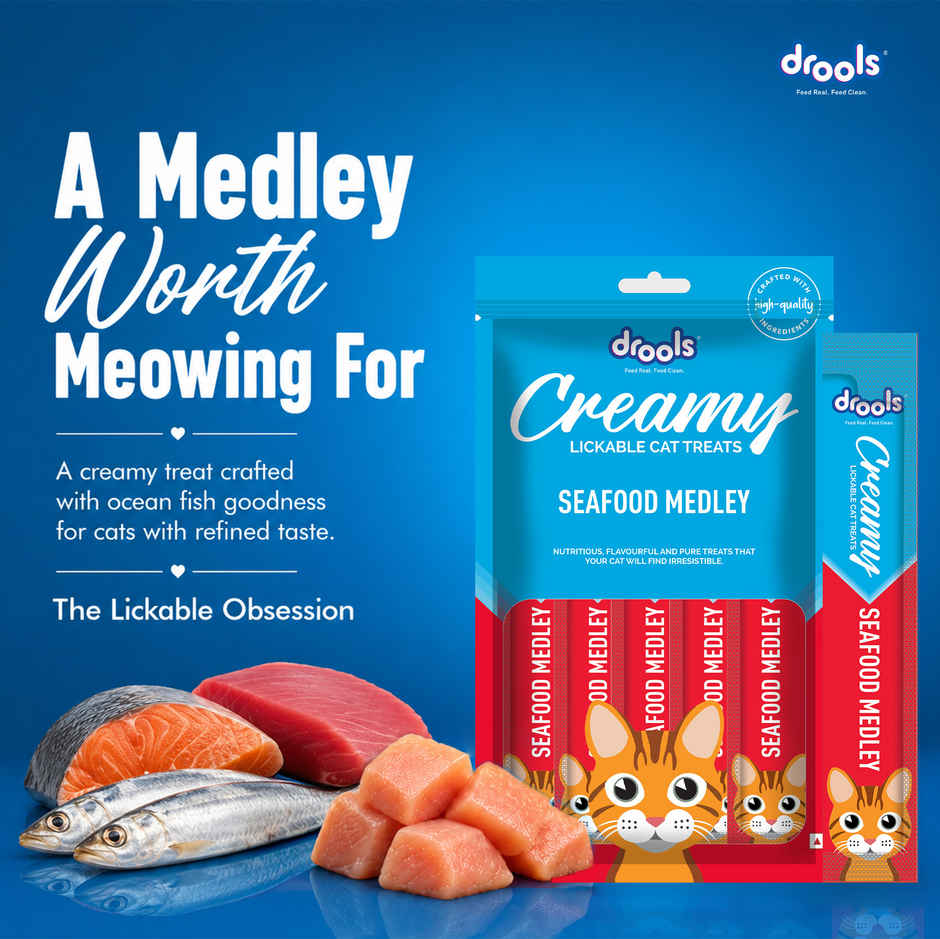 Drools Creamy Lickable Cat Treat - Seafood Medley