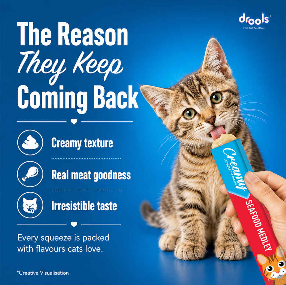 Drools Creamy Lickable Cat Treat - Seafood Medley