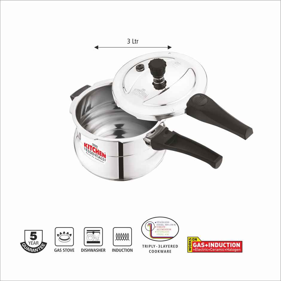 Kitchen Essentials Ferstal Triply Induction Bottom Kalash Pressure Cooker Outer Lid - 3 Ltr