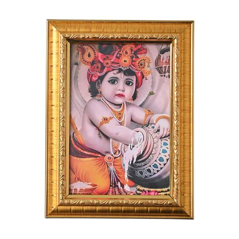 Lord Krishna Photo Frame Decorative Wall Frame for Home & Temple Decor (Ecraftindia)