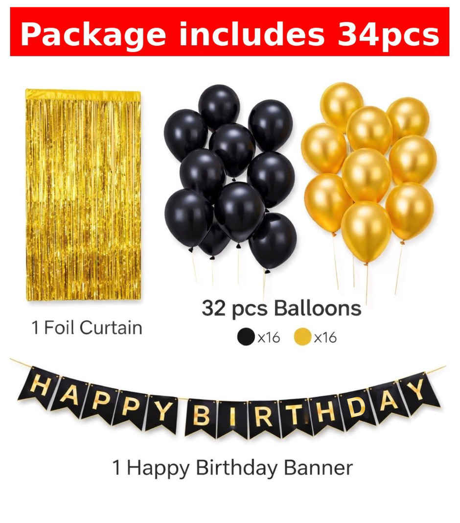 Birthday Decoration Kit for Birthday Party Items- Banner,Balloons, Foil Curtains | BeyondLuv