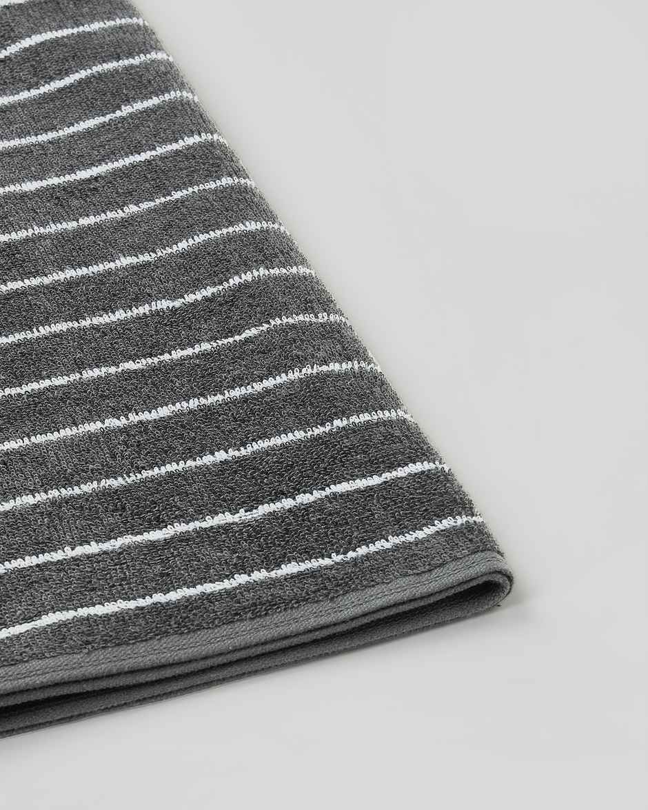 Himeya Pin Stripe 350 GSM Cotton Bath Towel | Neutral Charcoal