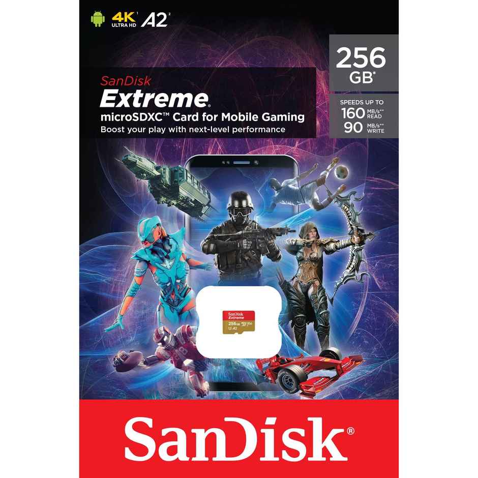 Sandisk Extreme Microsd Uhs I Card 256 GB For 4K Video,190Mb/S Read, 130Mb/S Write