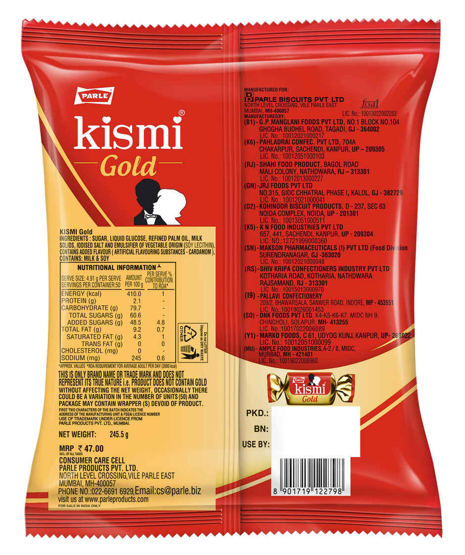 Parle Kismi Gold Candy Elachi Flavour
