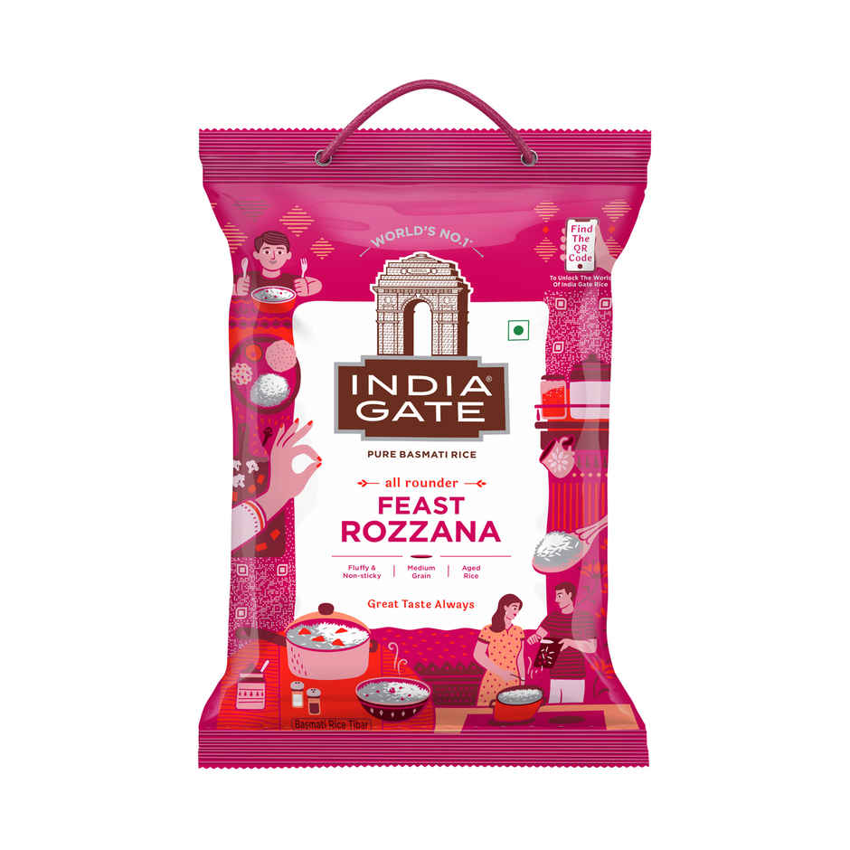 India Gate All Rounder Feast Rozzana Basmati Rice | Aged Rice | Fluffy and Non-Sticky