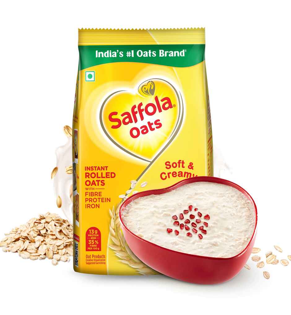 Saffola Oats, Instant Rolled Oats, Soft & Creamy Oats, Power of Protein, Iron & Fibre