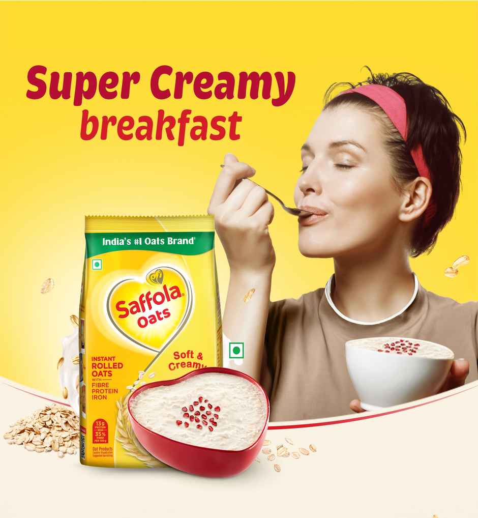 Saffola Oats, Instant Rolled Oats, Soft & Creamy Oats, Power of Protein, Iron & Fibre