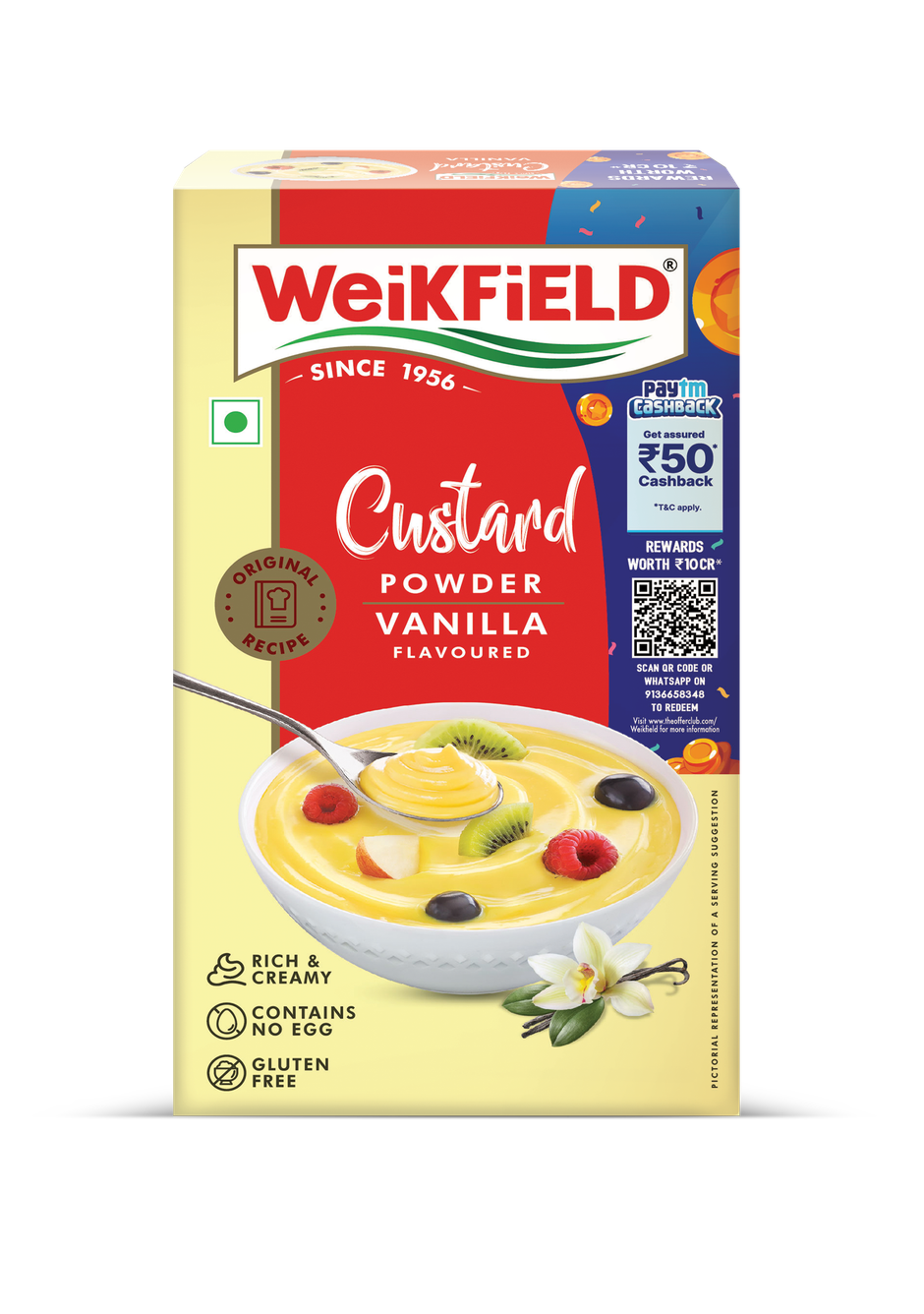 Weikfield Custard Powder Vanilla Flavour Carton