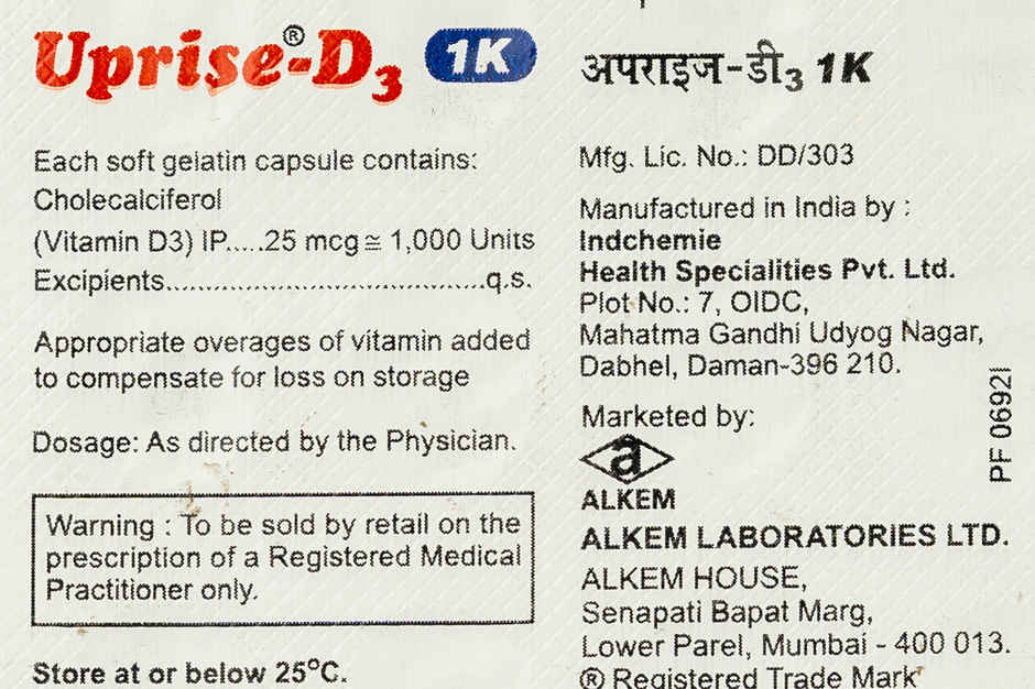 Uprise-D3 1K Vitamin D3 Capsule