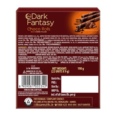 Sunfeast Dark Fantasy Choco Rolls | Crunchy Wafer Rolls