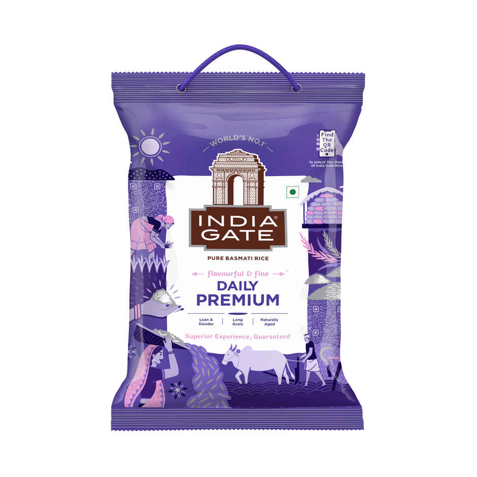 India Gate Flavourful and Fine Daily Premium Basmati Rice | Long and Slender Grains