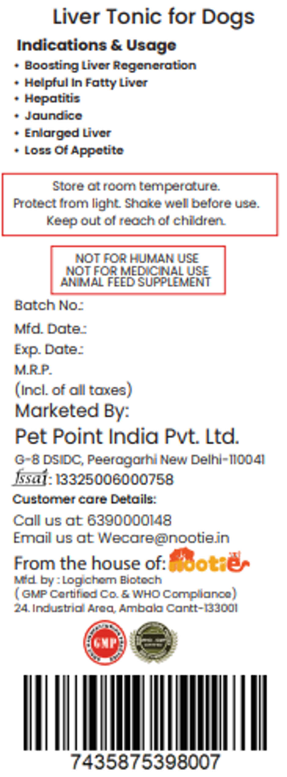 Nootie Strong Bone Support Calcium Syrup for Dogs & Cats