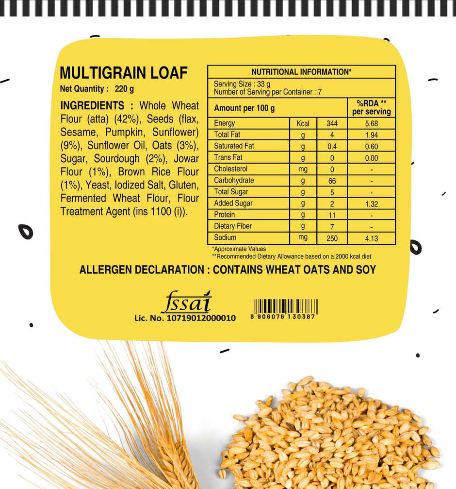 The Baker's Dozen 100% Wholewheat Zero Maida Multigrain Bread