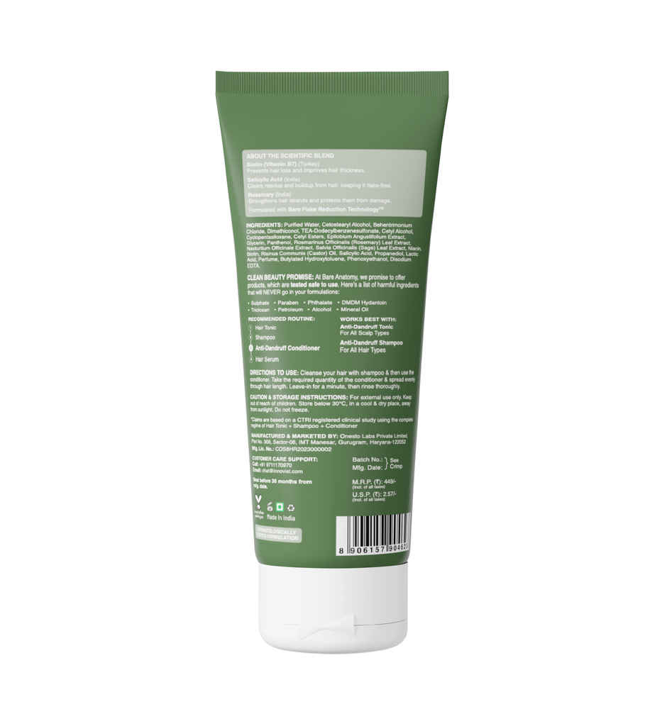 Bare Anatomy Anti-Dandruff Conditioner with Rosemary & Biotin | Moisturizes & Reduces Frizz
