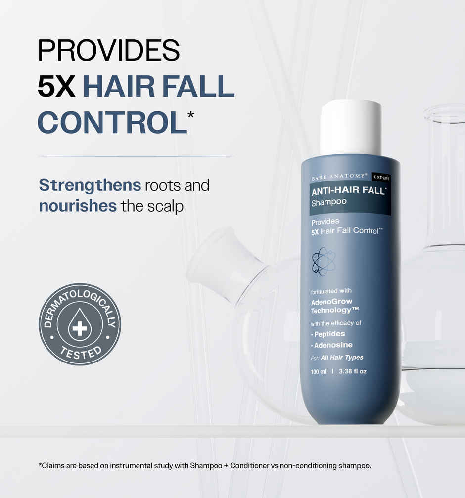 Bare Anatomy Anti Hair Fall Shampoo | 5x Hair Fall Control and Growth with Biotin, Adenosine