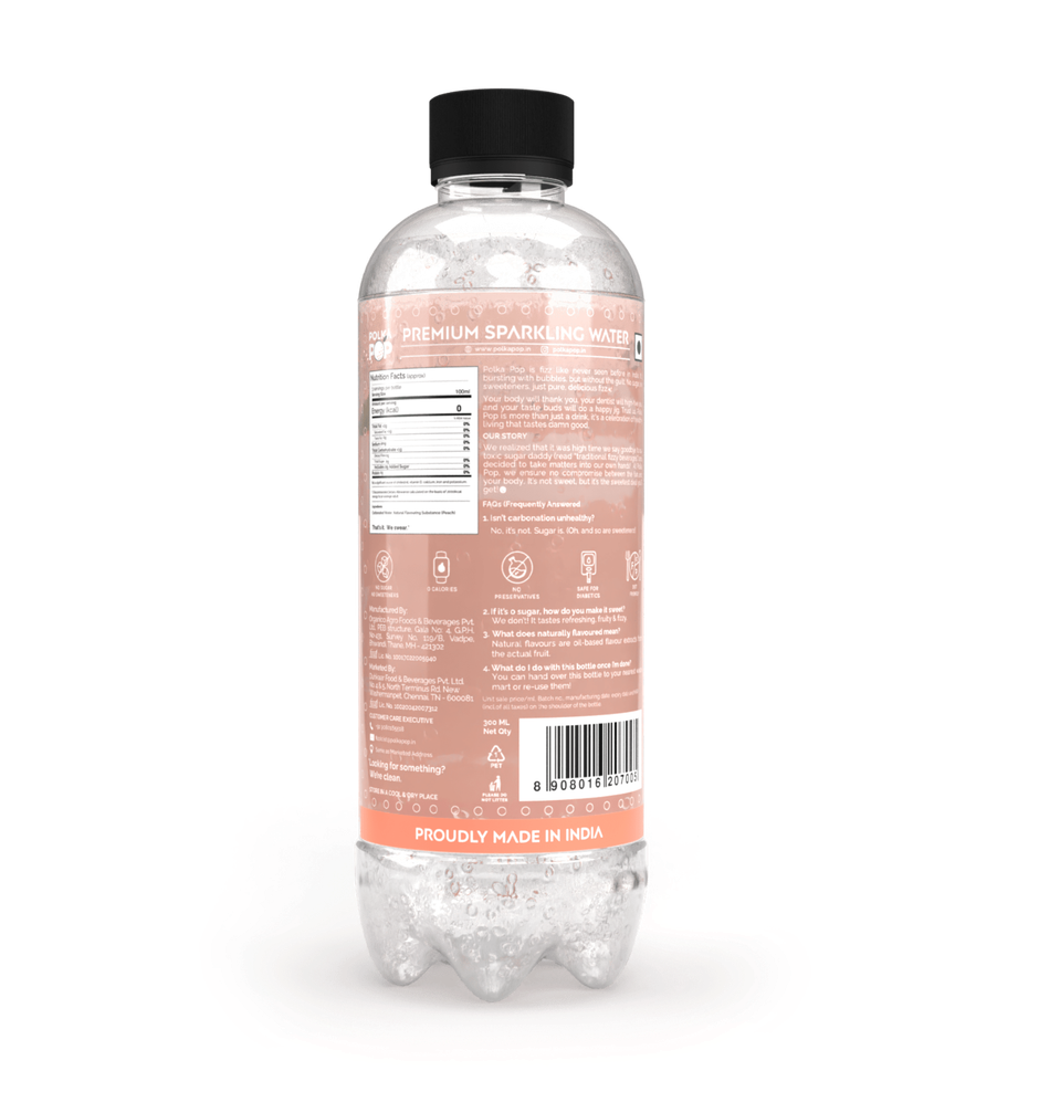 Polka Pop Peach Sparkling Water(300ml) & Polka Pop Lemon-Lime Sparkling Water(300ml) Combo