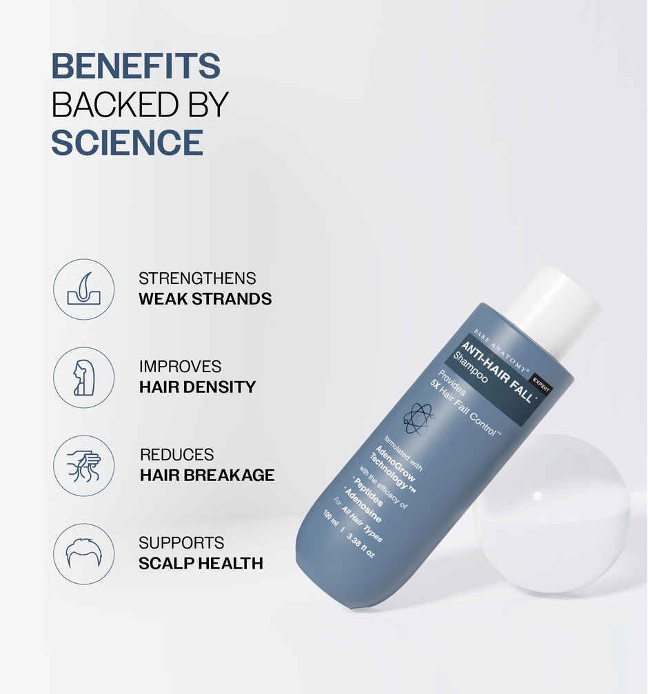 Bare Anatomy Anti Hair Fall Shampoo | 5x Hair Fall Control and Growth with Biotin, Adenosine