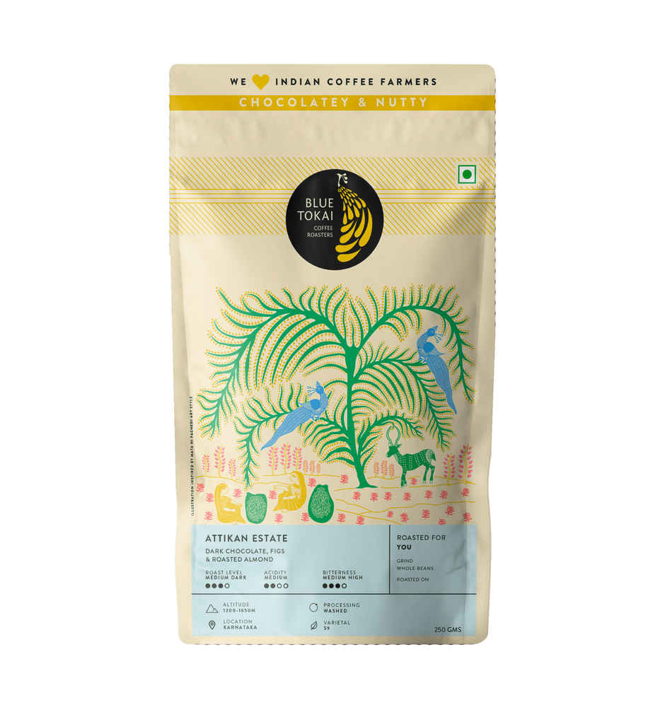 Blue Tokai Attikan Estate Whole Beans Medium Dark Roast Coffee