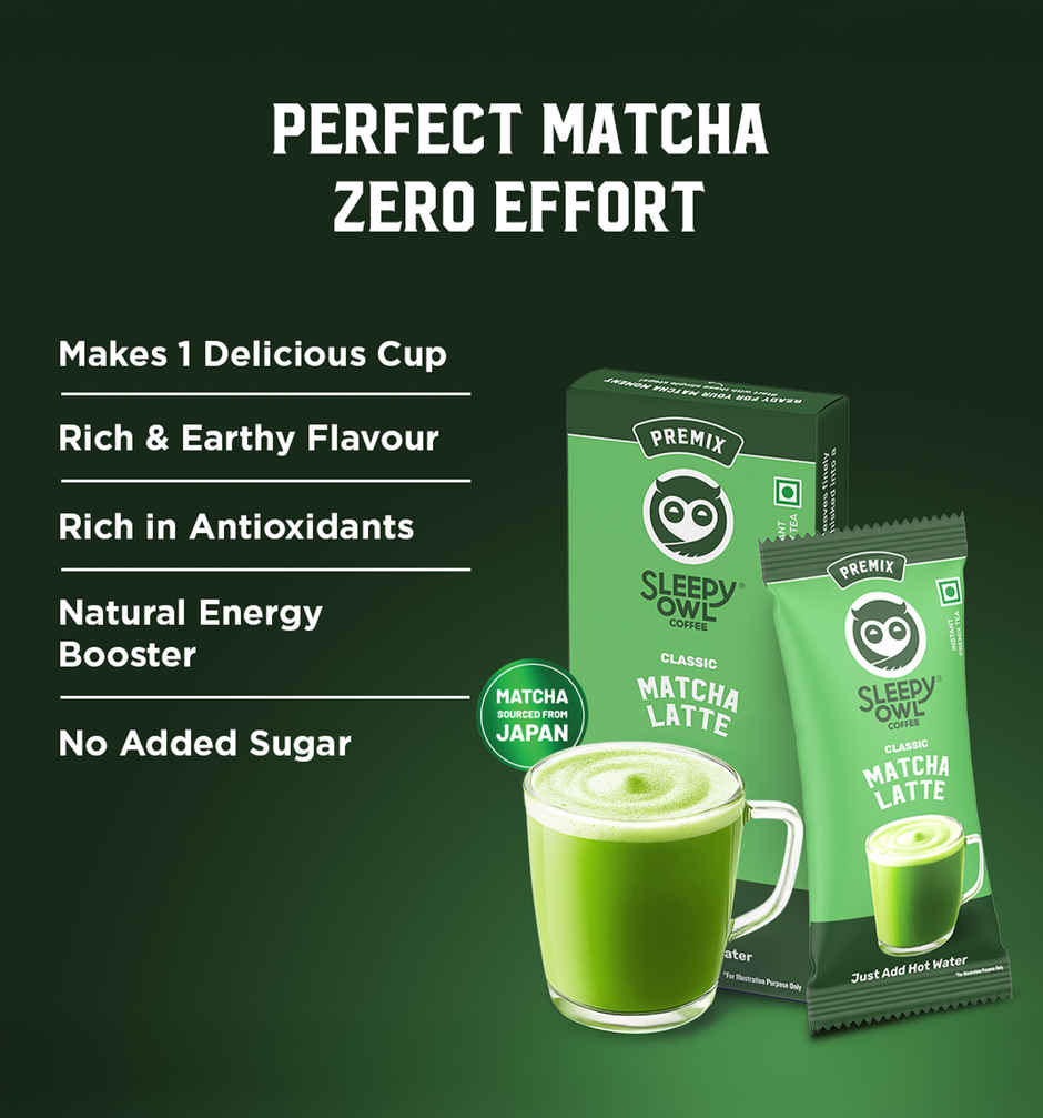 Sleepy Owl Classic Matcha Tea Premix Sachet Authentic Japanese Matcha Latte