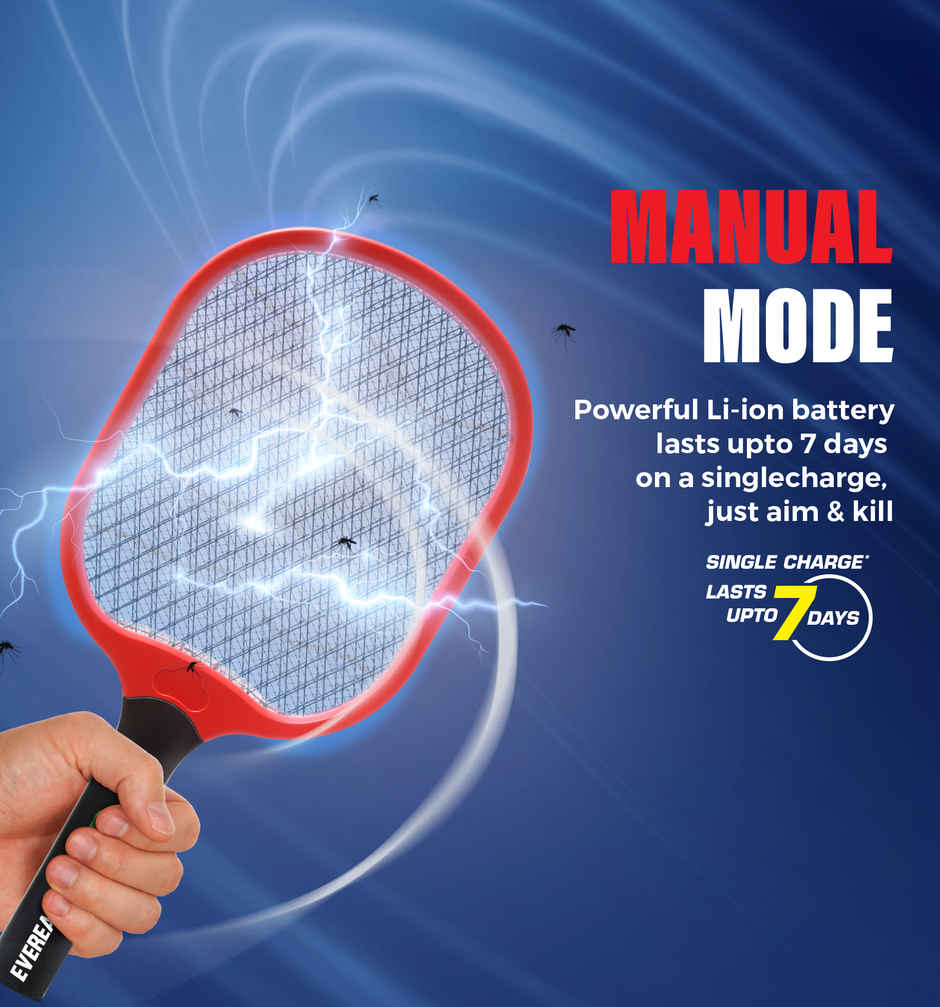 Eveready 2-in-1 Mosquito Racquet & Zapper with Auto Mode and UV Light