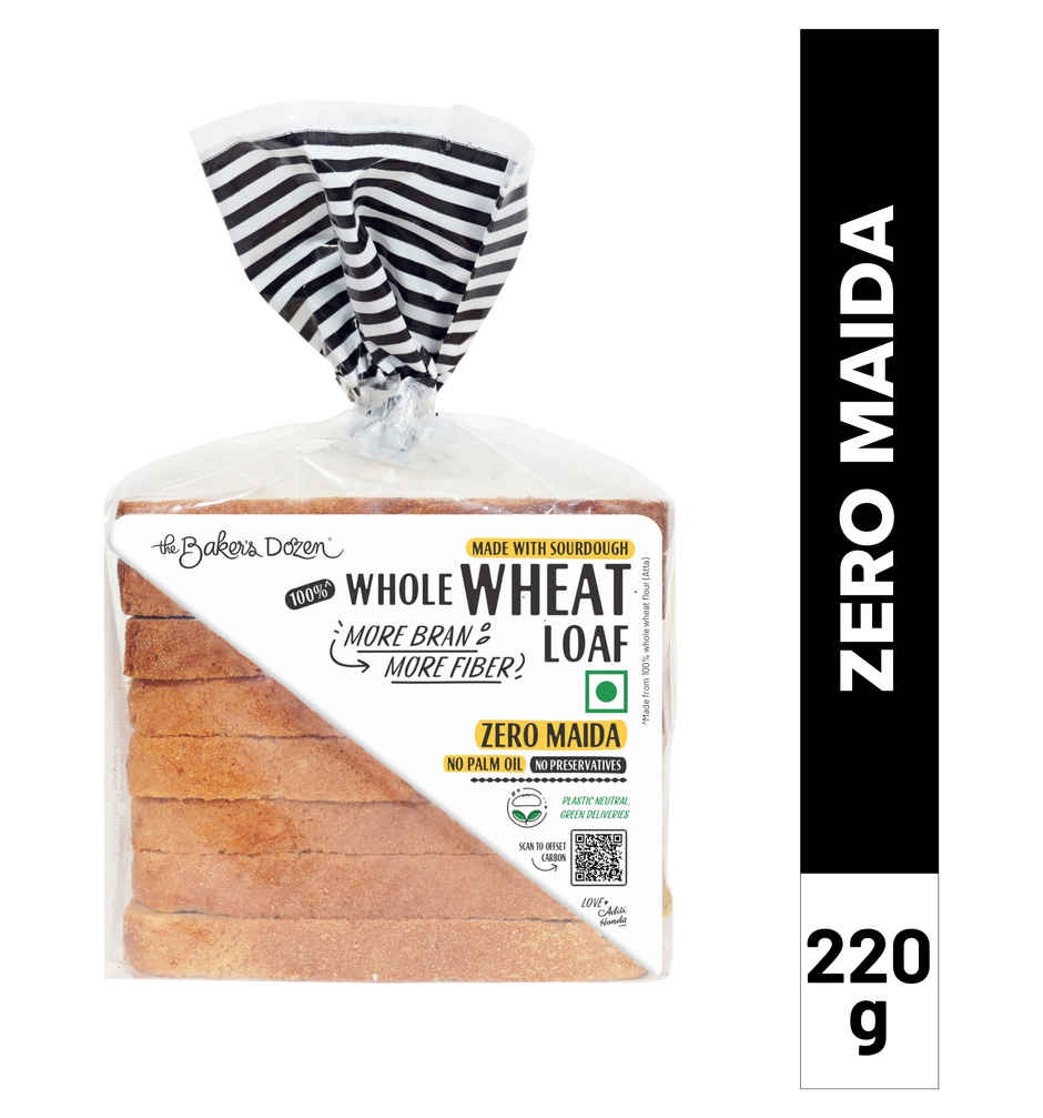 The Baker's Dozen Pure Whole Wheat Bread Zero Maida | No Palm Oil No Preservative