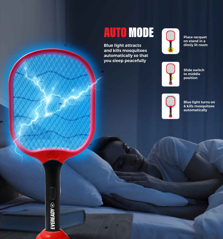Eveready 2-in-1 Mosquito Racquet & Zapper with Auto Mode and UV Light
