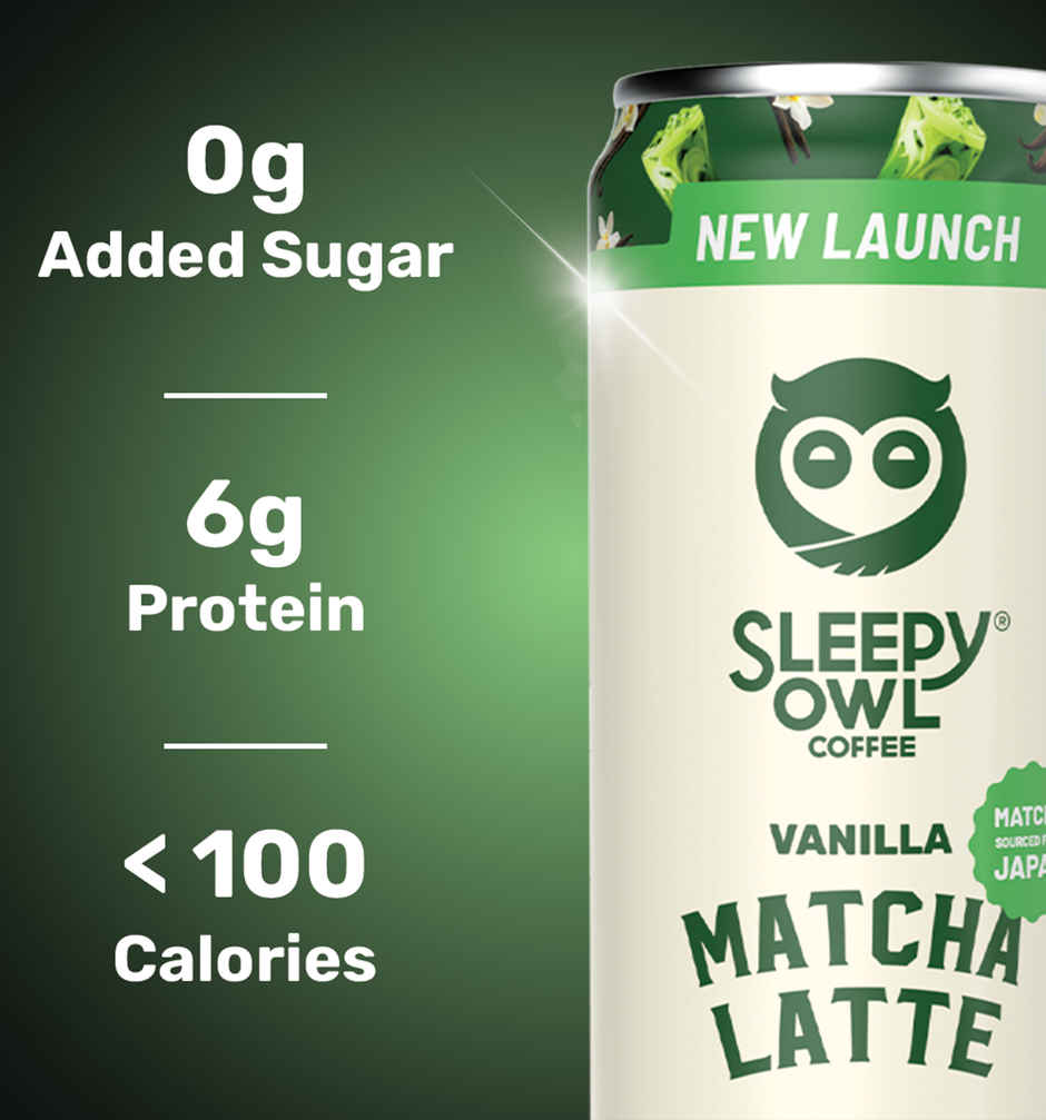 Sleepy Owl Vanilla Matcha Latte Can | Ready to Drink Authentic Japanese Matcha Tea