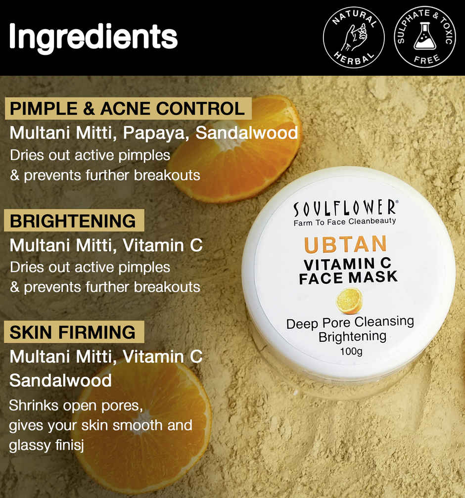 Soulflower Ubtan Vitamin C Face Mask