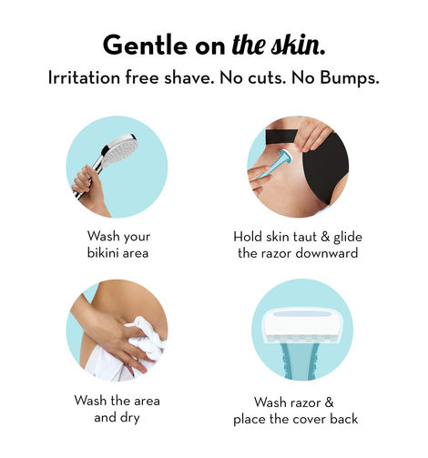 Plush Bikini Hair Removal Razor Kit For Women, Smooth, Irritation-Free Shave Reusable