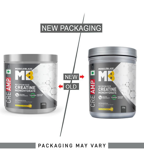 MuscleBlaze Mirconised Creatine Monohydrate CreAMP Powder (Citrus Blast, 62 Servings)