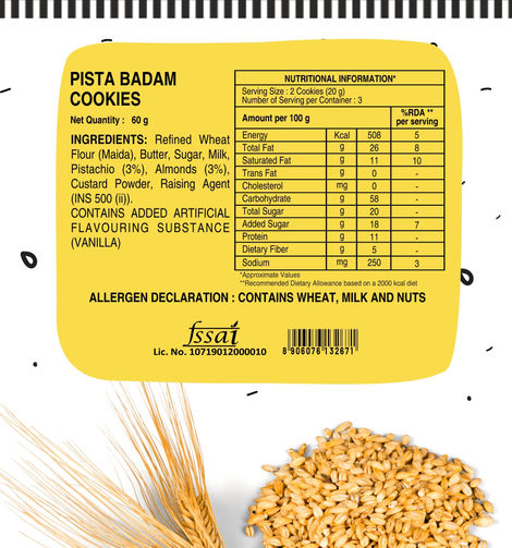 The Baker's Dozen Badam Pista and Dry Fruit Biscuits Cookies | Palm Oil-free and Trans Fat-free