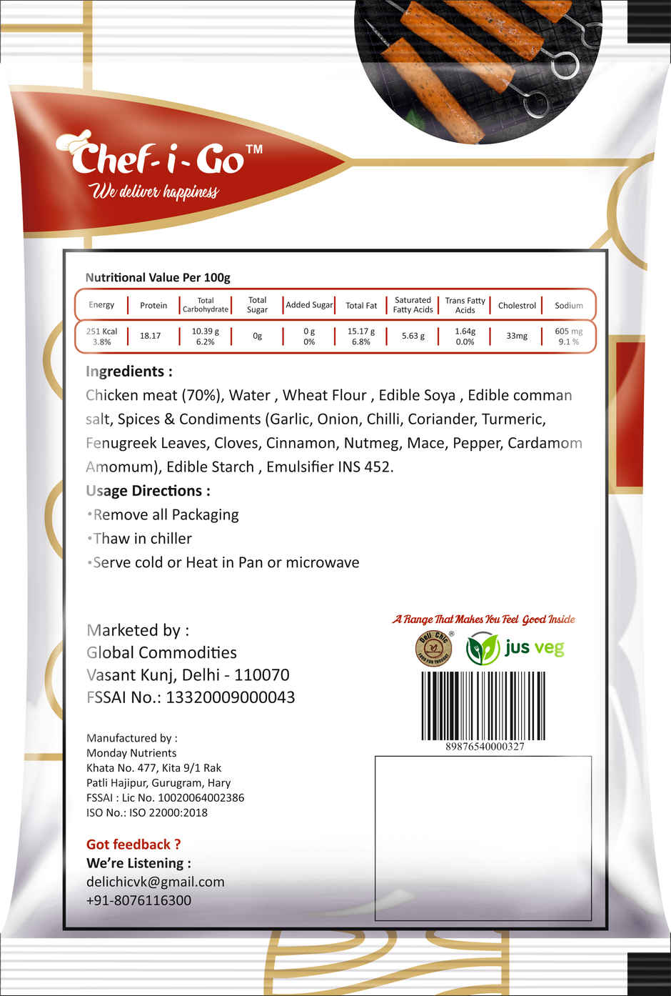 Chefigo Chicken Galawat Seekh Kabab