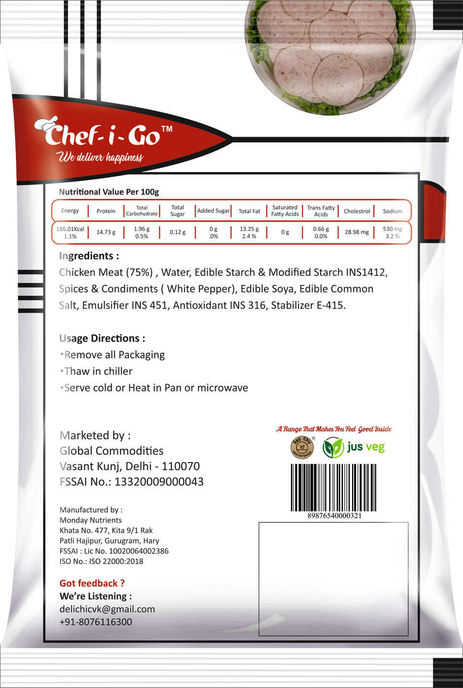 Chefigo Chicken Plain Salami