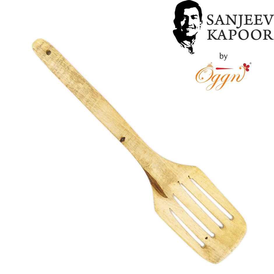 Sanjeev Kapoor by OGGN Wooden Fry Spetula Tavetha Spoon Set | Serving Spoon Set of 3