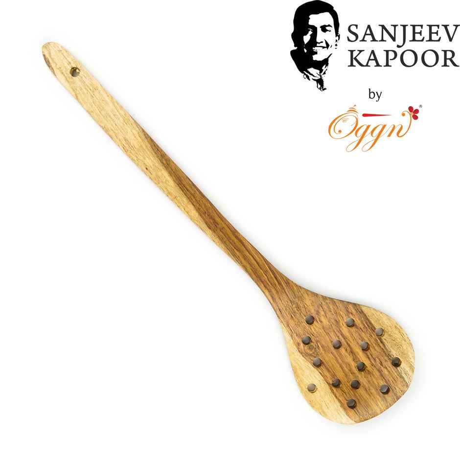 Sanjeev Kapoor by OGGN Wooden Fry Spetula Tavetha Spoon Set | Serving Spoon Set of 3