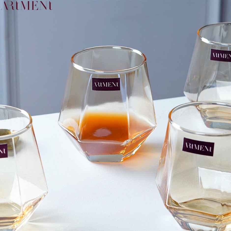 The Artment Minimalist Diamond Plain Set Of 4 Whisky Glasses | 270 ml