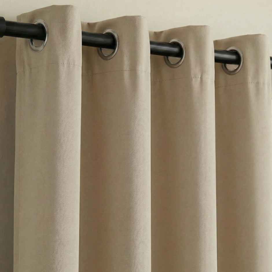 Home Sizzler Insulated Sheild Blackout Grommet Polyester Curtain 7 Feet Cream