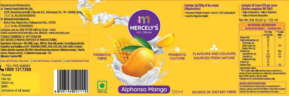 Mercelys Ice Cream Mini Tub Alphonso Mango