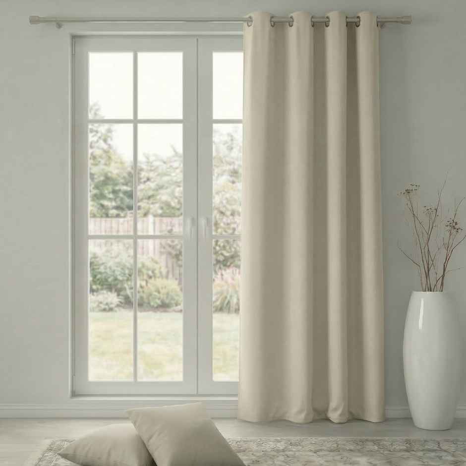 Home Sizzler Insulated Sheild Blackout Grommet Polyester Curtain 5 Feet Cream