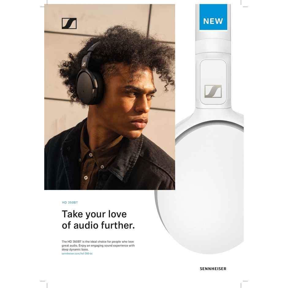 Sennheiser HD 350BT Wireless Over The Ear Headphone | Mic for Music & Calls | 30h Battery | Black