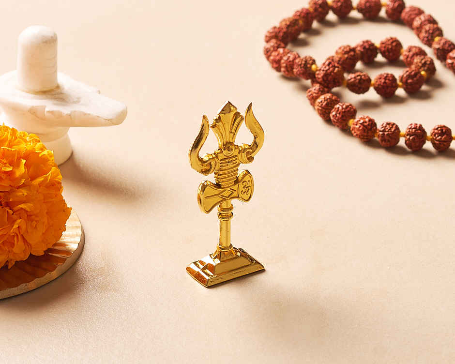 Metal Carved Lord Shiva Trishul Standy | Religious Decor | Svasti