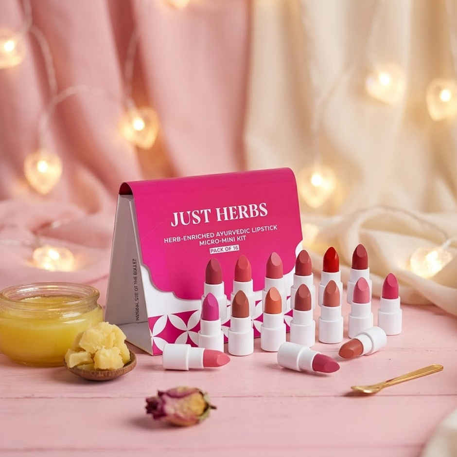 Just Herbs Ayurvedic Lipstick Micro-Mini Trial Kit | Multicolor