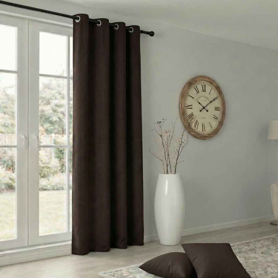 Home Sizzler Insulated Sheild Blackout Grommet Polyester Curtain 5 Feet Brown